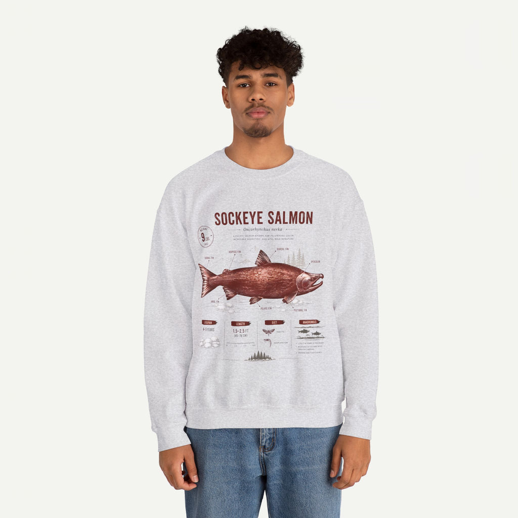 Sockeye Salmon Anatomy Sweatshirt — Vintage Fish Illustration Tee for Anglers & Nature Lovers