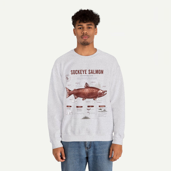 Sockeye Salmon Anatomy Sweatshirt — Vintage Fish Illustration Tee for Anglers & Nature Lovers