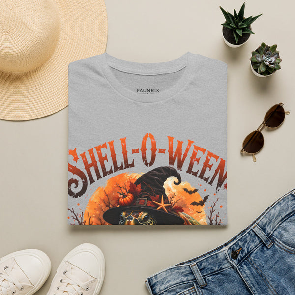 Shell-O-Ween T-Shirt — Spooky Pumpkin Witch Halloween Tee