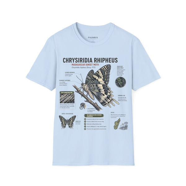 Moth Anatomy Tee — Chrysiridia Rhipheus Madagascar Sunset Moth Scientific Print