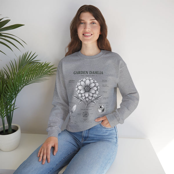Dahlia Botanical Sweatshirt — Garden Dahlia Floral Diagram Crewneck