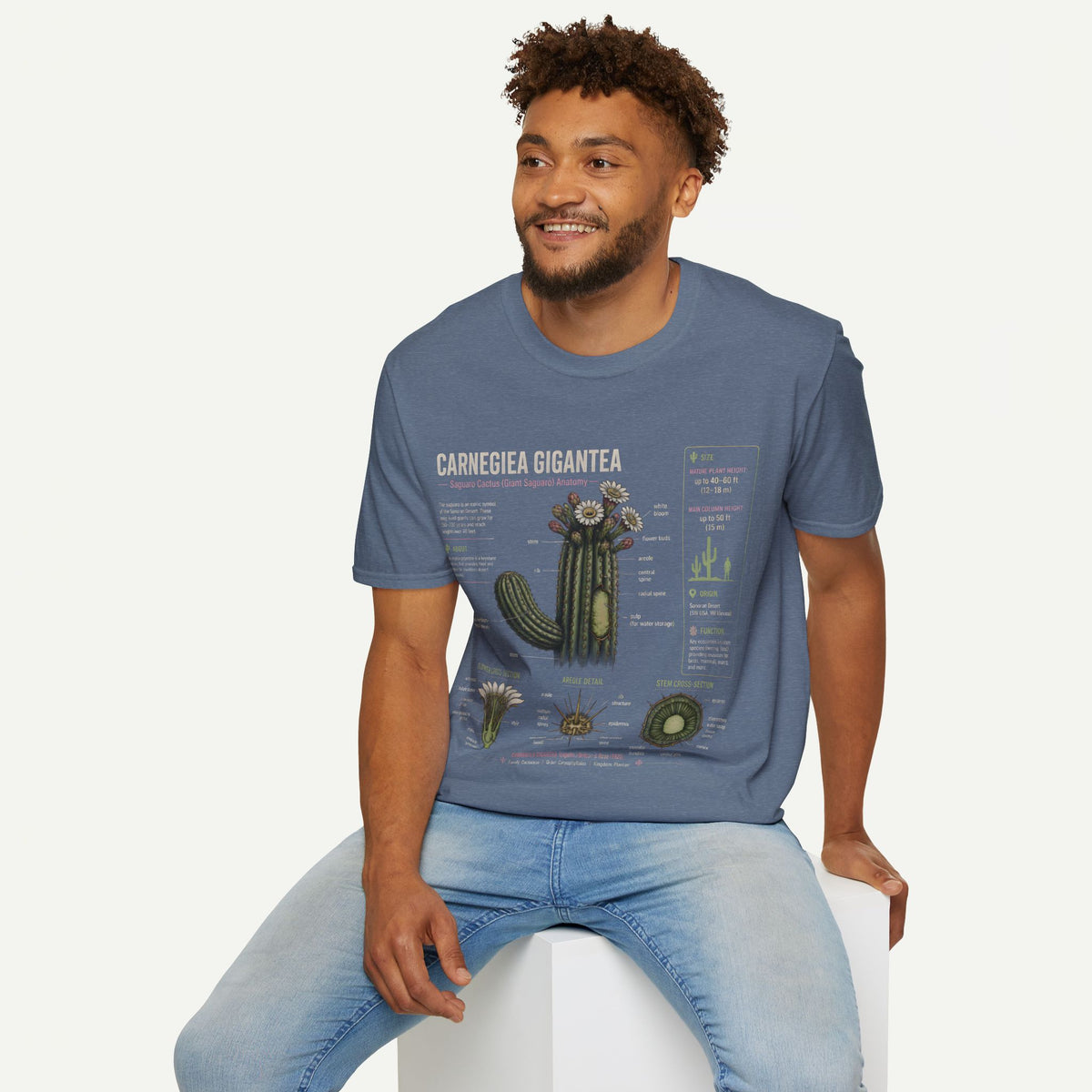 Carnegiea Gigantea Cactus Anatomy T-Shirt — Saguaro Plant Illustration Tee