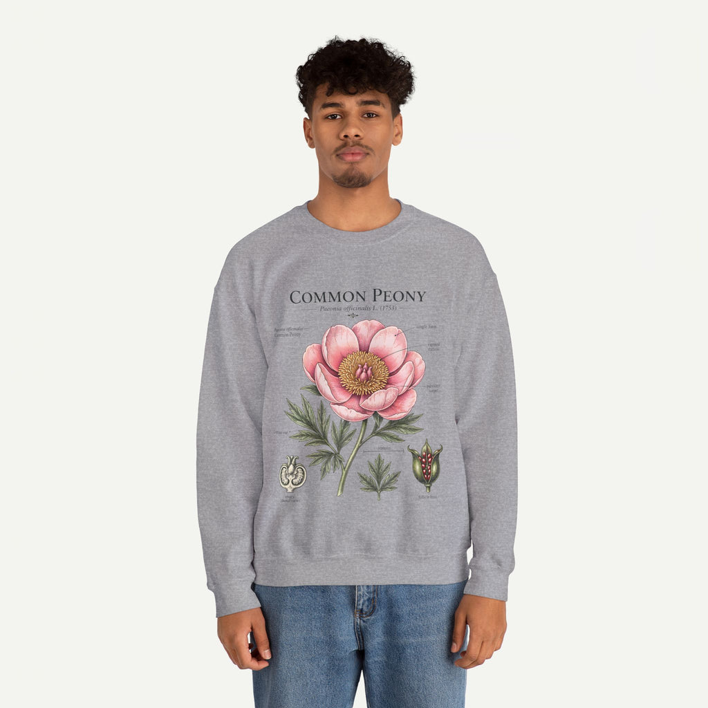 Peony Botanical Sweatshirt — "Common Peony" Floral Crewneck