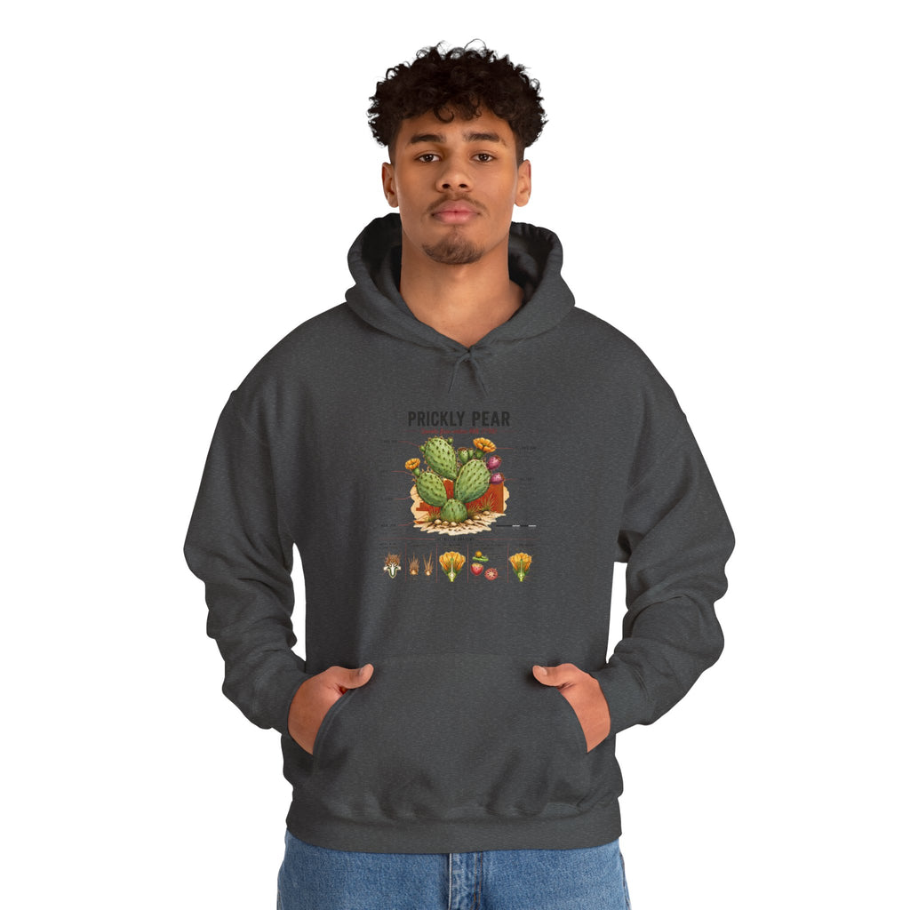 Prickly Pear Botanical Hoodie – Cactus Anatomy Illustrated Sweatshirt