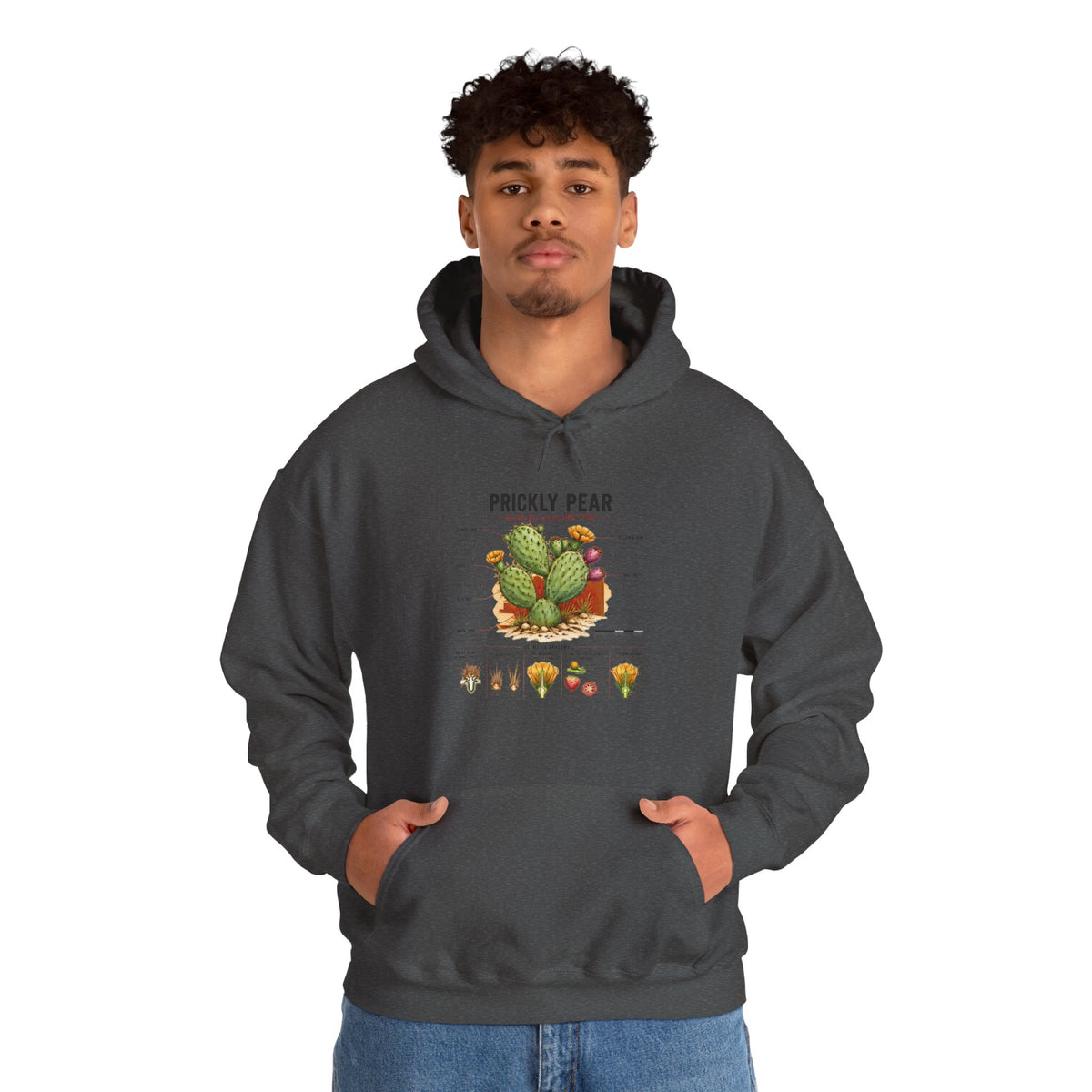 Prickly Pear Botanical Hoodie – Cactus Anatomy Illustrated Sweatshirt