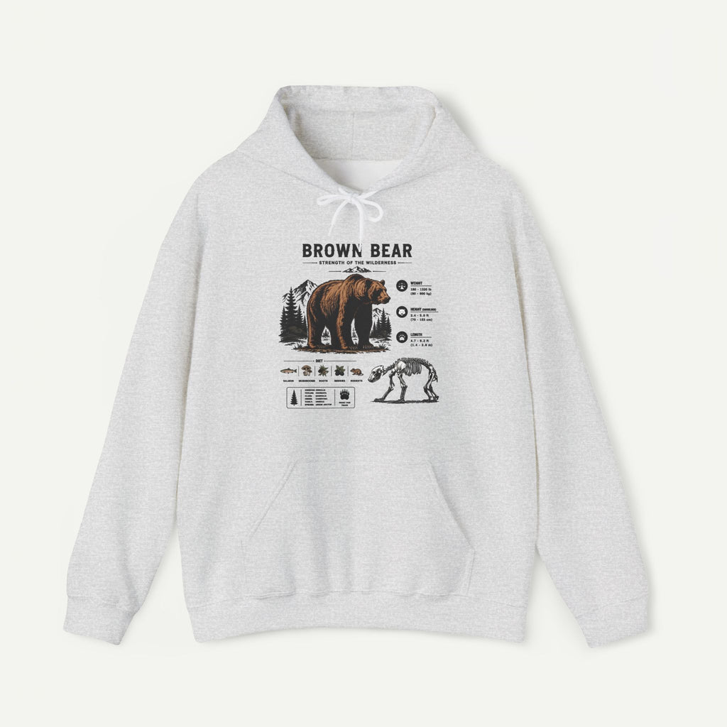 Brown Bear Anatomy Hoodie — Vintage Wildlife Graphic Sweatshirt