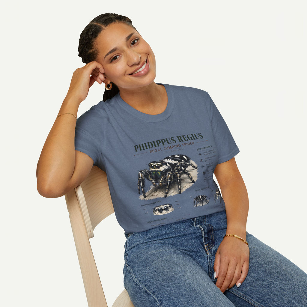Phidippus Regius Jumping Spider Anatomy T-Shirt — Educational Arachnid Tee