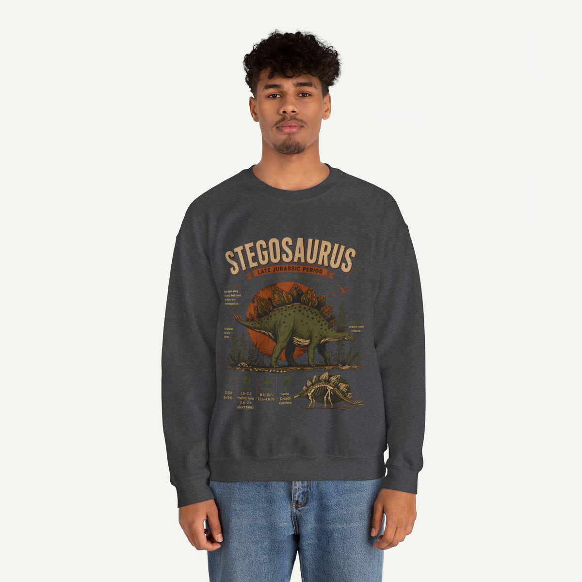 Stegosaurus Anatomy Sweatshirt — Vintage Dino Field Guide Graphic