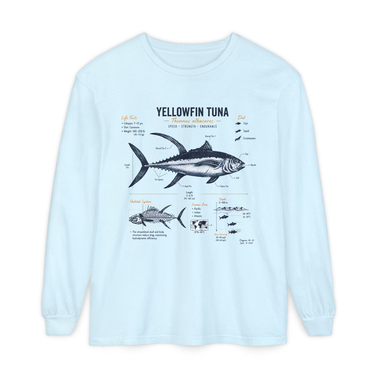 Yellowfin Tuna Anatomy Long Sleeve T-Shirt