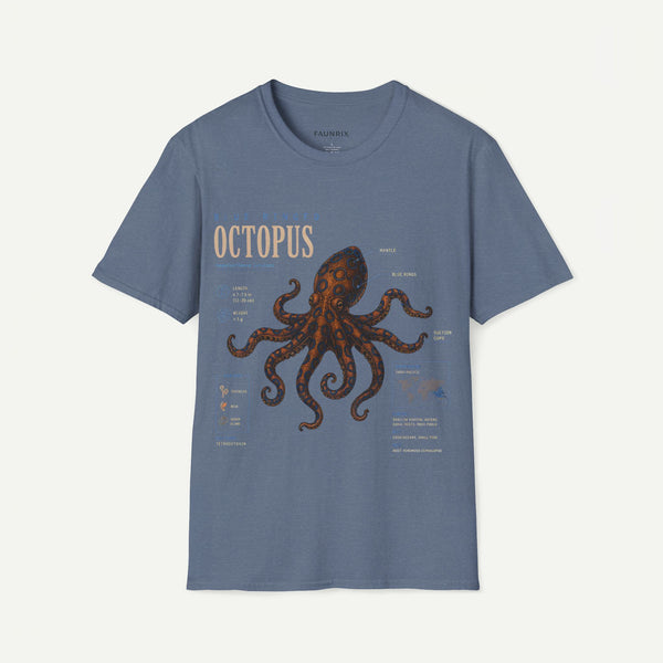 Octopus Anatomy Graphic T-Shirt — Vintage Blue-Ringed Octopus Design