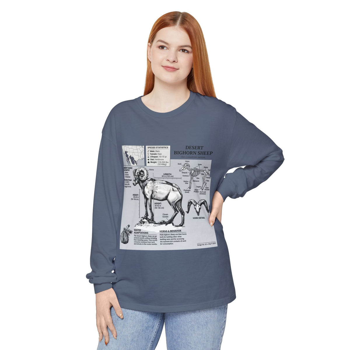 Desert Bighorn Sheep Diagram Long Sleeve T-Shirt
