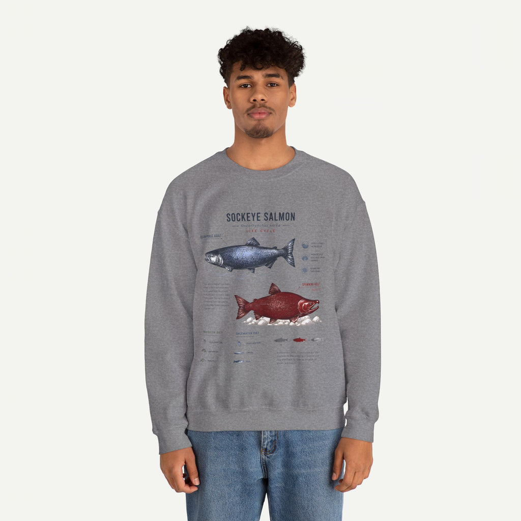 Sockeye Salmon Anatomy Sweatshirt — Fish Anatomy Graphic Crewneck