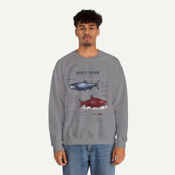 Sockeye Salmon Anatomy Sweatshirt — Fish Anatomy Graphic Crewneck
