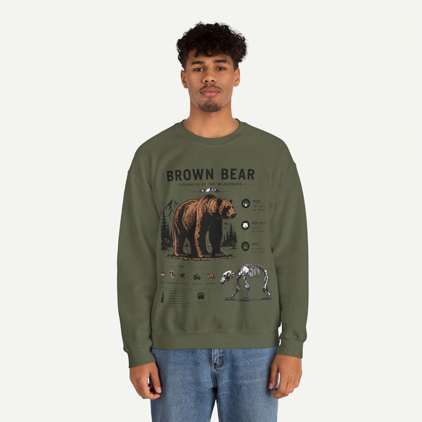 Brown Bear Anatomy Sweatshirt — Wildlife Illustration Graphic Sweatshirt