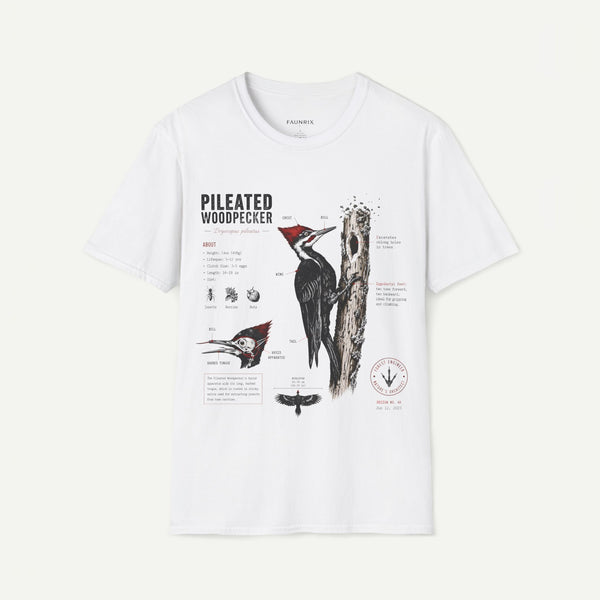 Pileated WoodpeckerAnatomy T-Shirt — Vintage Ornithology Bird Illustration Tee