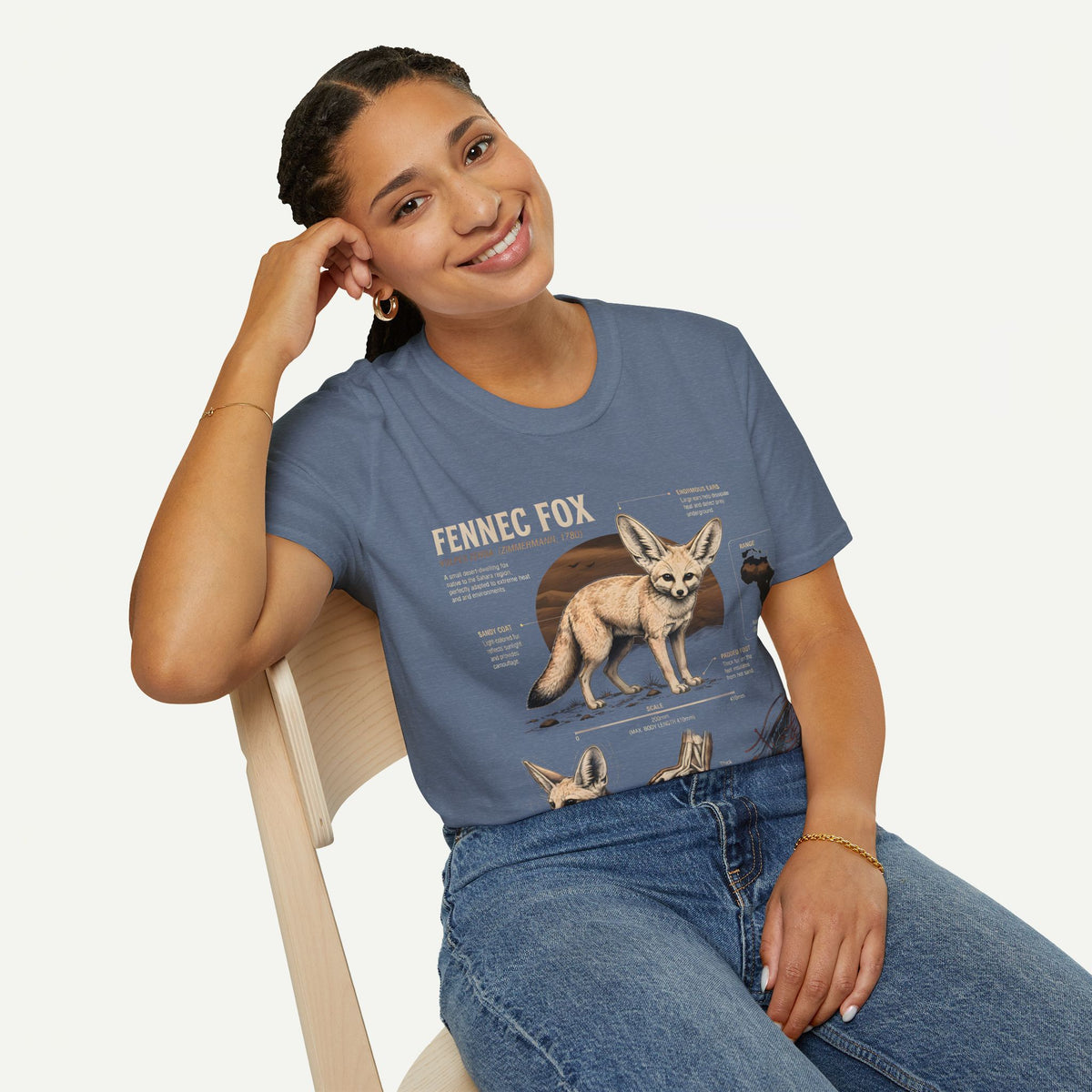 Fennec Fox Anatomy Tee — Illustrated Desert Fox Graphic T-Shirt