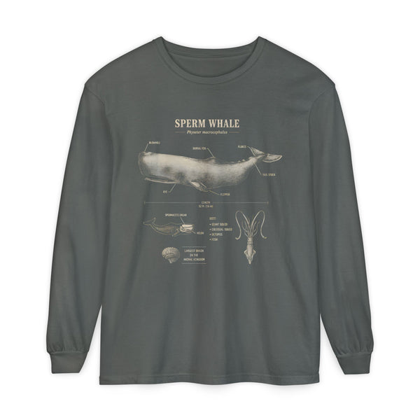 Sperm Whale Anatomy Long Sleeve Tee — Marine Life Graphic Shirt