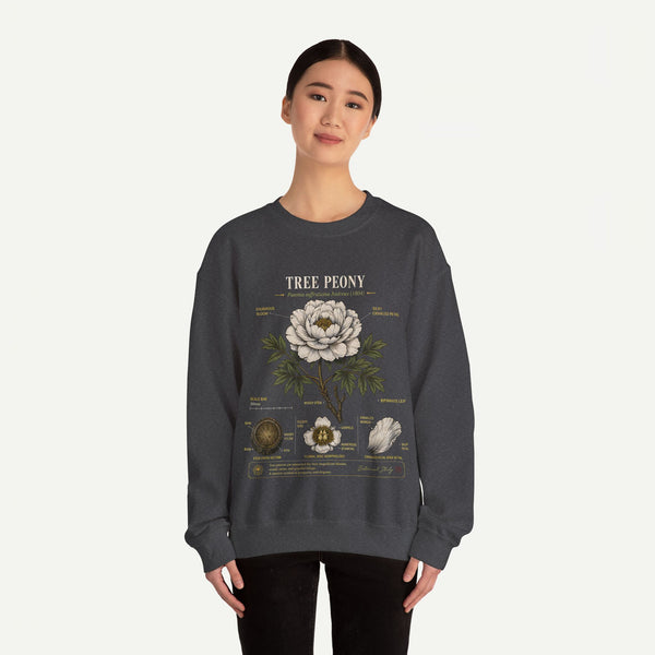 Tree Peony Botanical Sweatshirt — Vintage Flower Anatomy Crewneck
