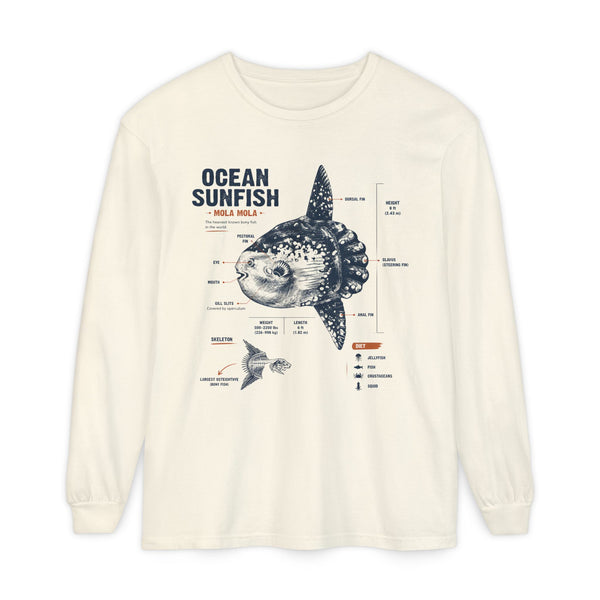 Sunfish Anatomy Long Sleeve Tee — Ocean Sunfish Diagram Shirt