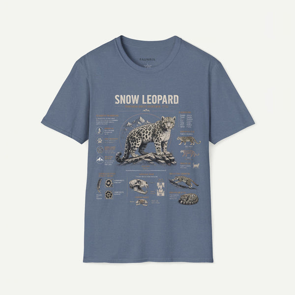 Snow Leopard Anatomy T-Shirt — Vintage Wildlife Illustration Tee