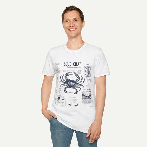 Blue Crab Anatomy T-Shirt — Nautical Vintage Marine Illustration Tee