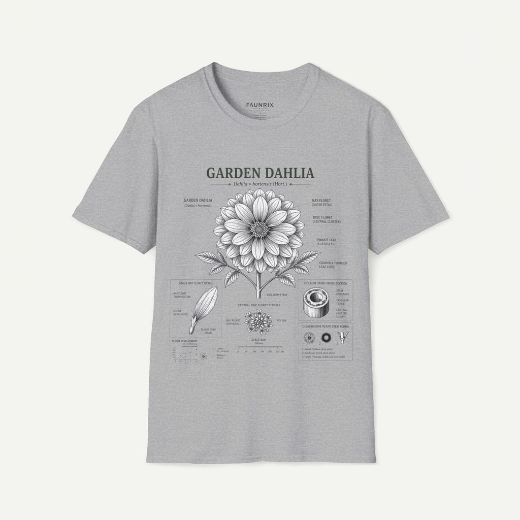 Dahlia Botanical Tee — 'Garden Dahlia' Floral Anatomy T-Shirt