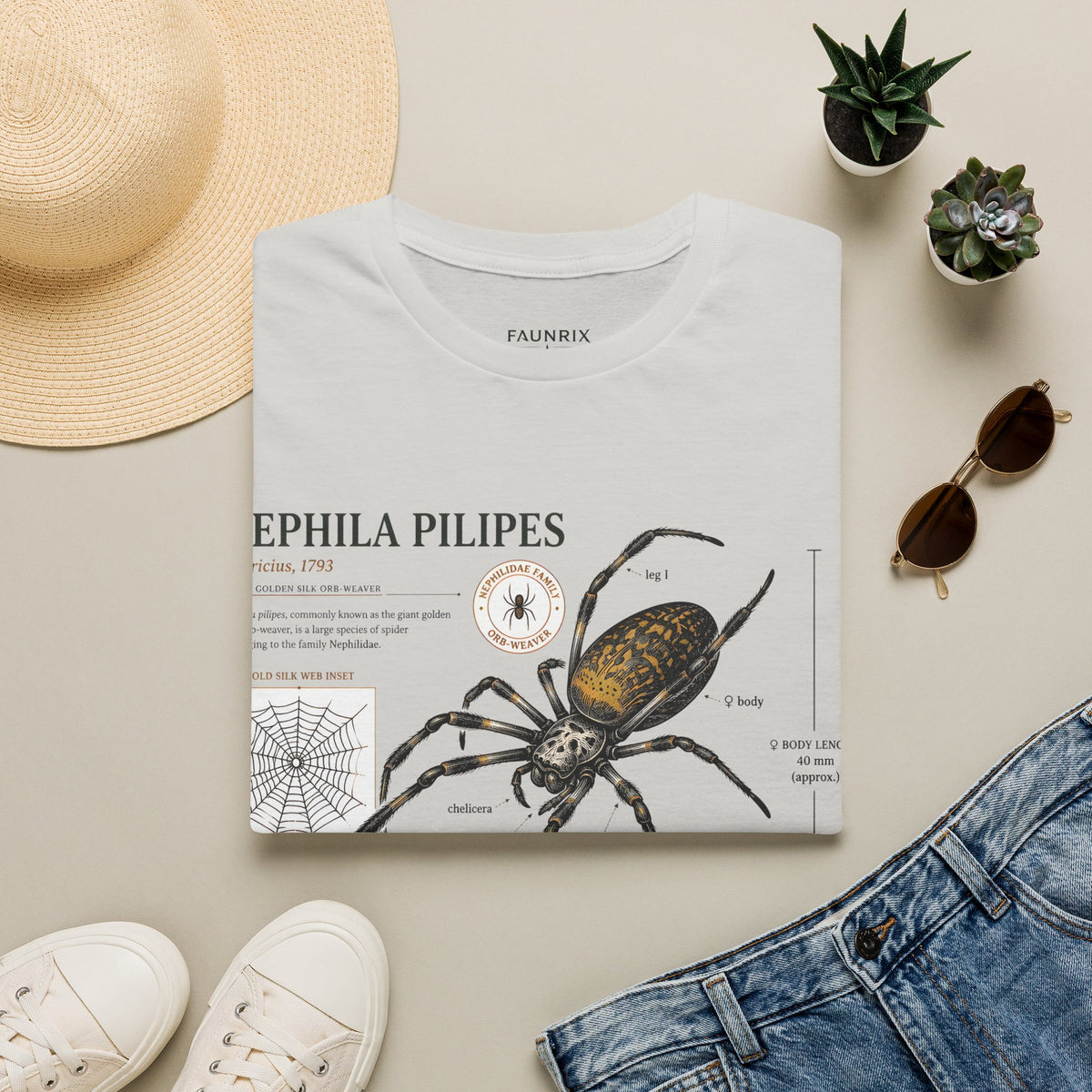 Spider Anatomy T-Shirt — Epephila Pilipis Scientific Illustration Tee