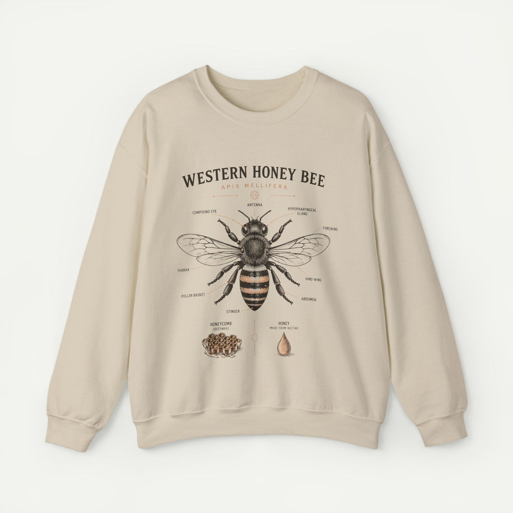 Western Honey Bee Sweatshirt — Vintage Bee Anatomy Graphic