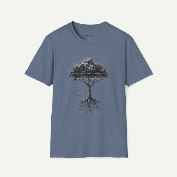 Tree of Life T‑Shirt — Botanical Graphic with Roots and Photosynthesis Diagram
