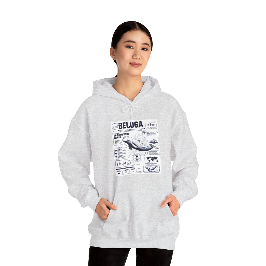 Beluga Whale Graphic Hoodie - Marine Life Diagram Sweatshirt