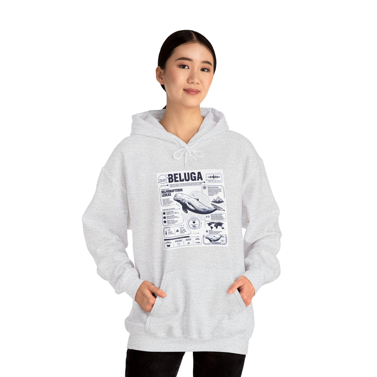 Beluga Whale Graphic Hoodie - Marine Life Diagram Sweatshirt