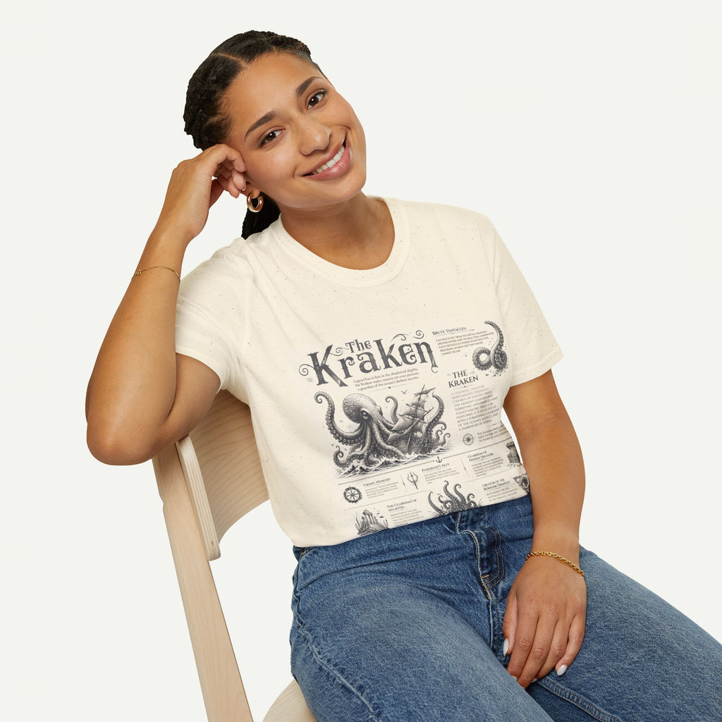 Kraken Vintage Diagram T-Shirt — Nautical Octopus Illustration Tee