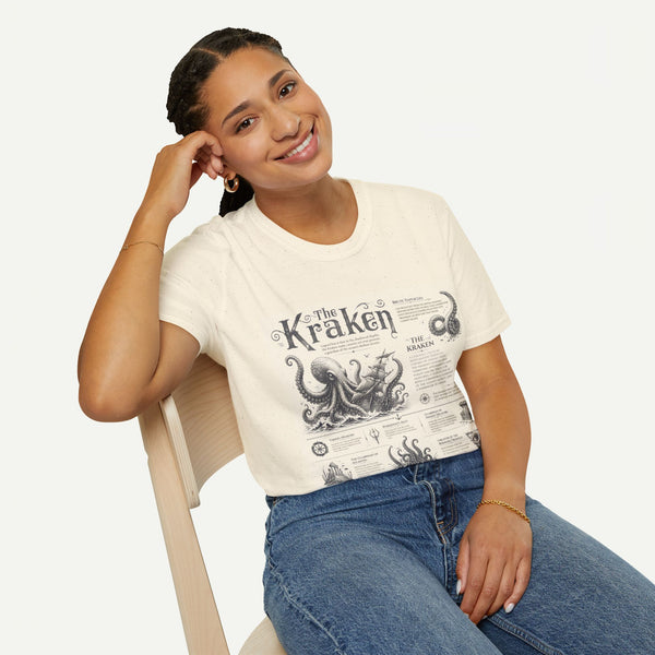 Kraken Vintage Diagram T-Shirt — Nautical Octopus Illustration Tee
