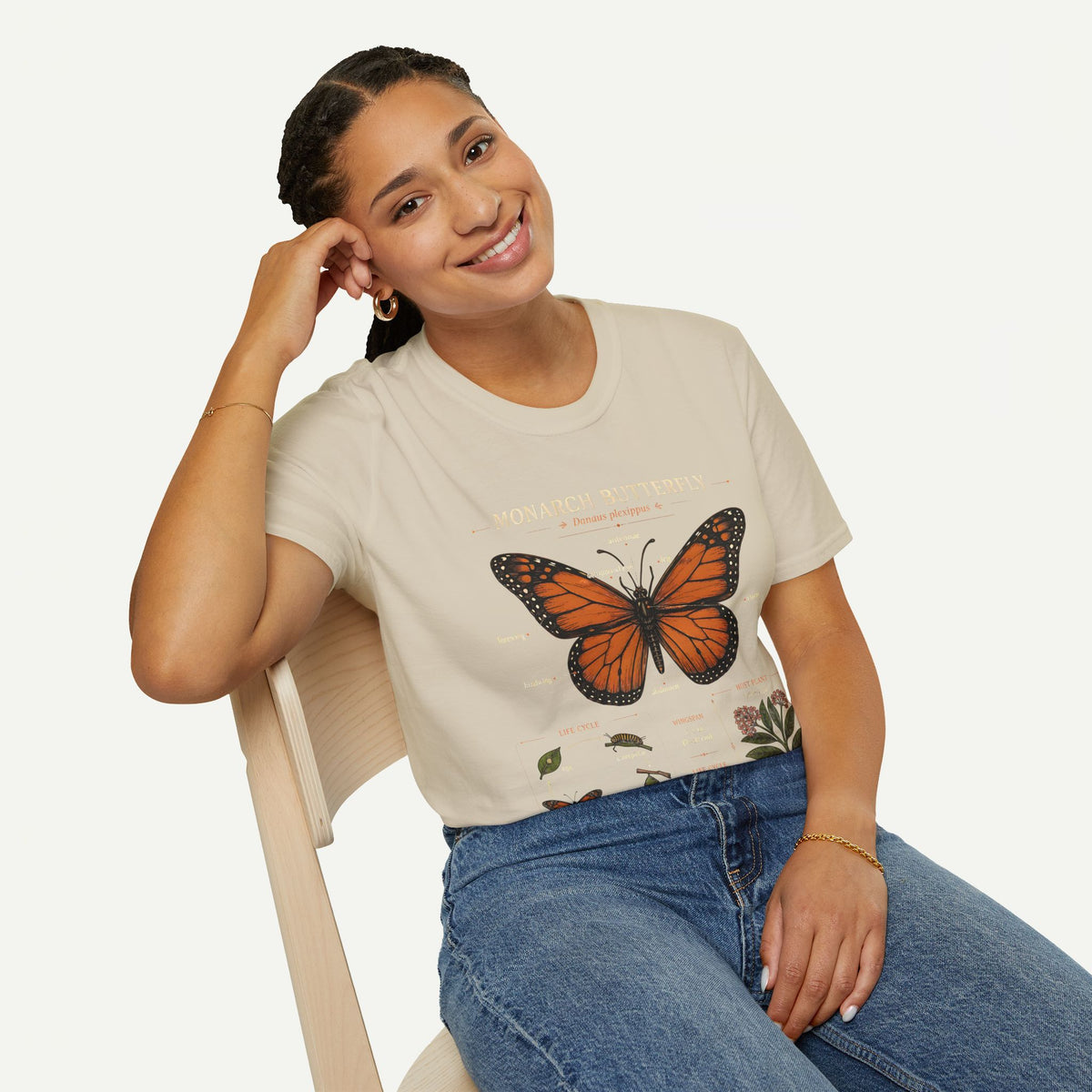 Monarch Butterfly Anatomy T-Shirt — Vintage Nature Illustration Tee
