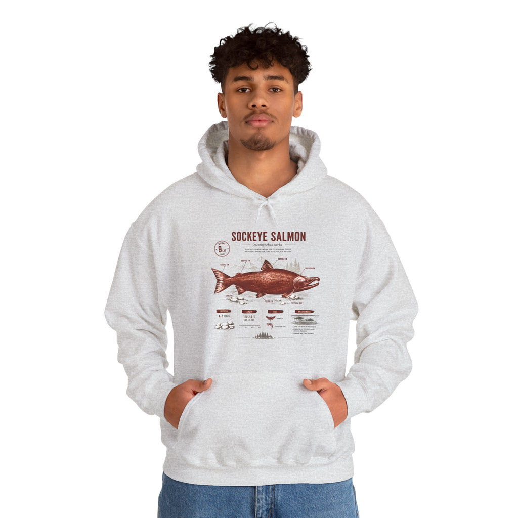 Sockeye Salmon Anatomy Hoodie — Fishing Chart Graphic Sweatshirt