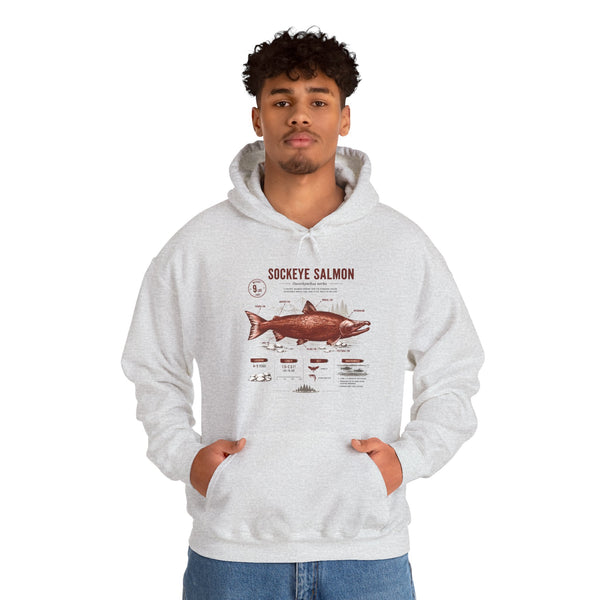 Sockeye Salmon Anatomy Hoodie — Fishing Chart Graphic Sweatshirt