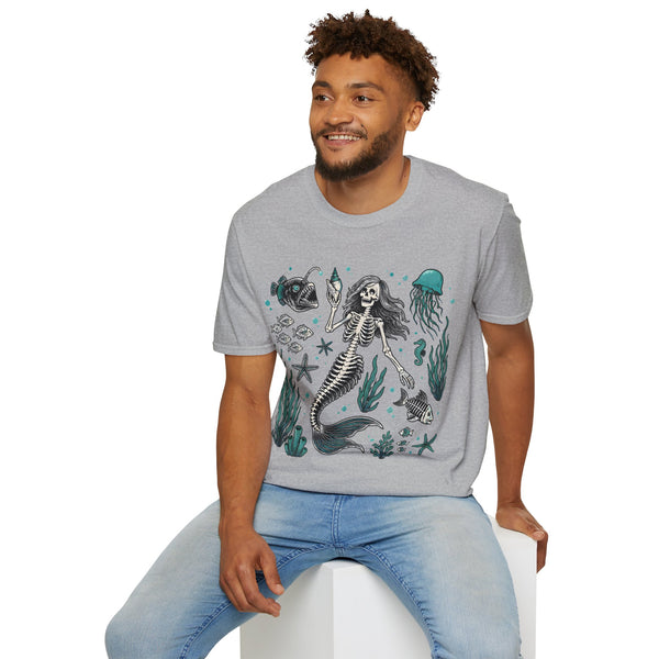 Mermaid Skeleton Tee — Gothic Sea Creature Graphic T-Shirt
