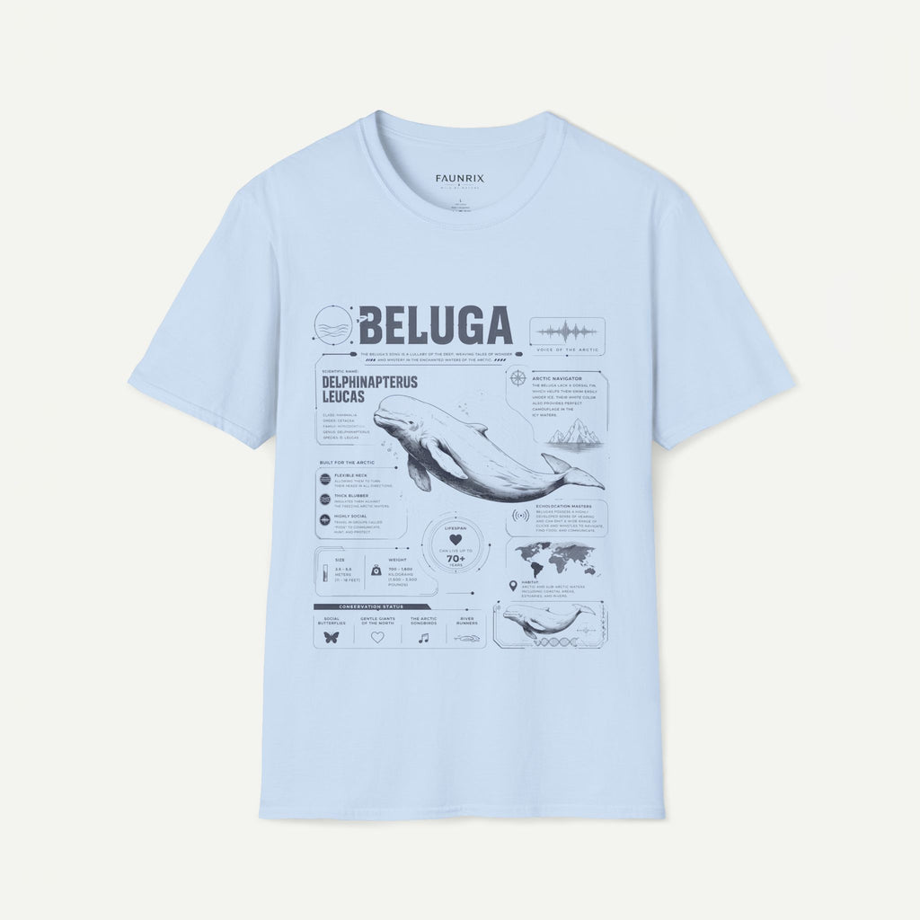 Beluga Whale Anatomy T-Shirt — Marine Life Illustration Tee Delphinapterus leucas