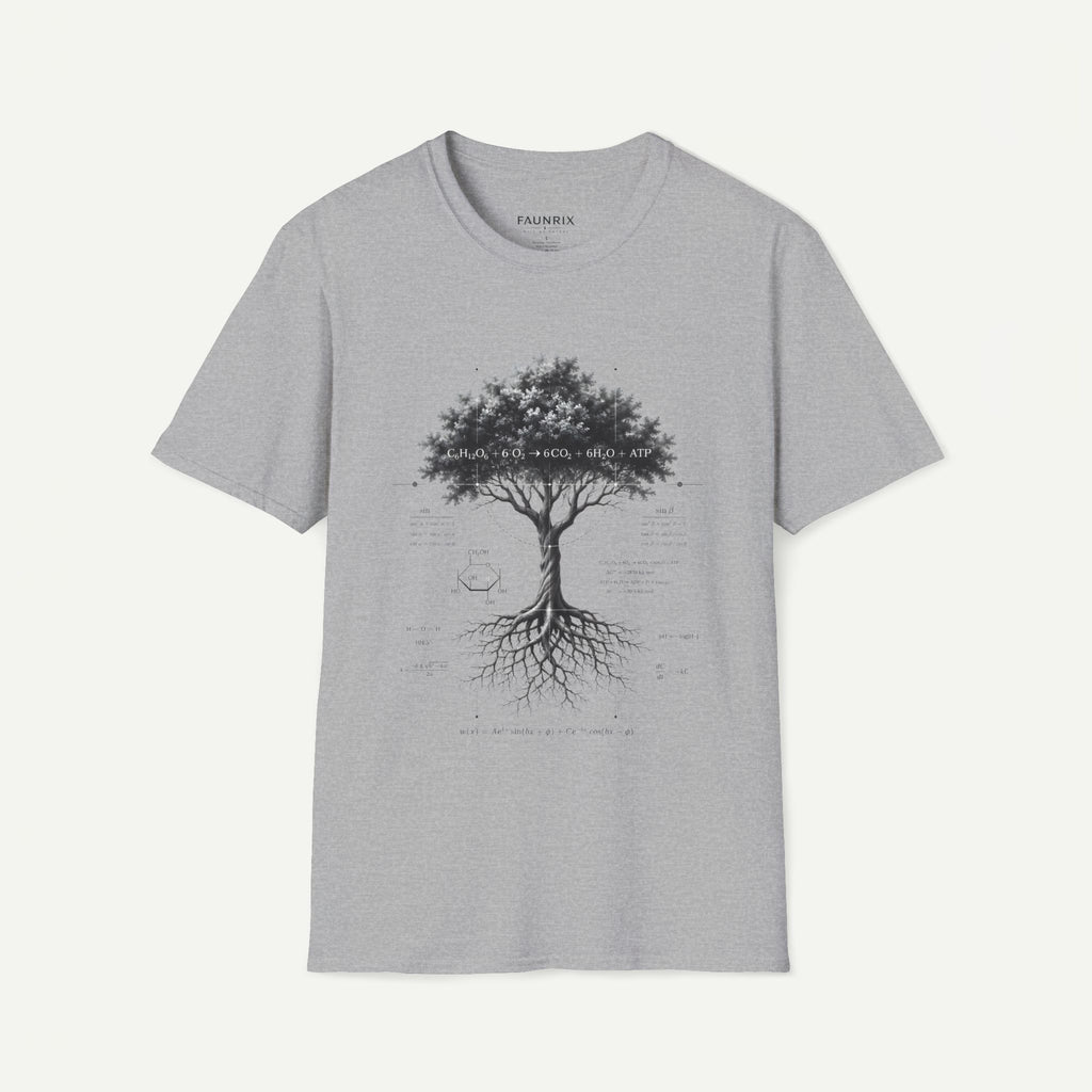 Tree of Life T‑Shirt — Botanical Graphic with Roots and Photosynthesis Diagram