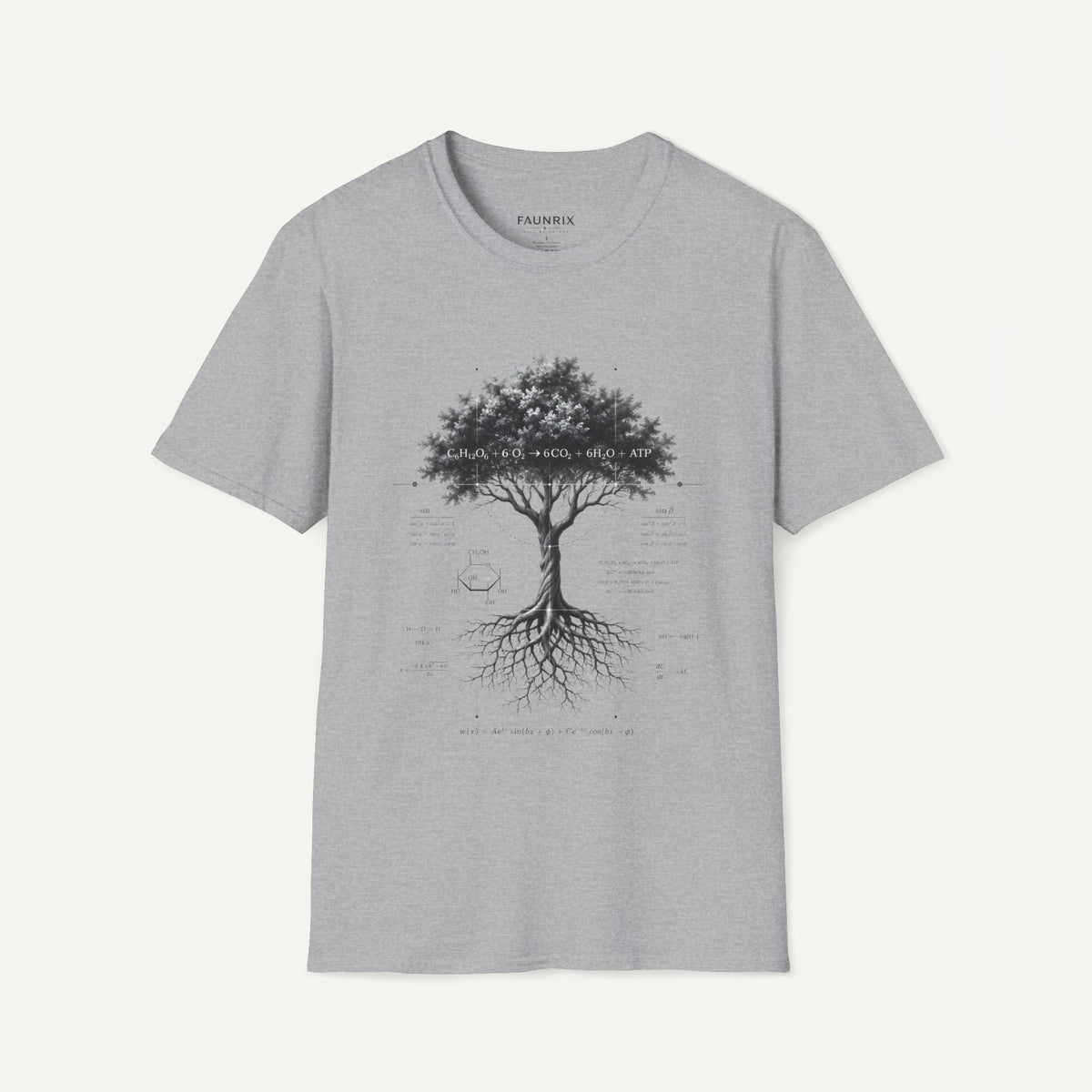 Tree of Life T‑Shirt — Botanical Graphic with Roots and Photosynthesis Diagram