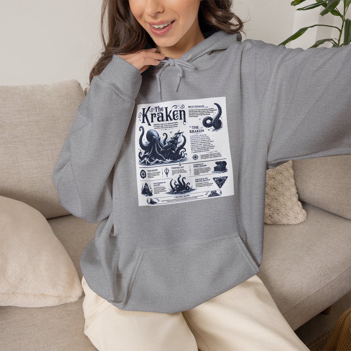 Kraken Nautical Hoodie – Vintage Sea Monster Diagram Sweatshirt