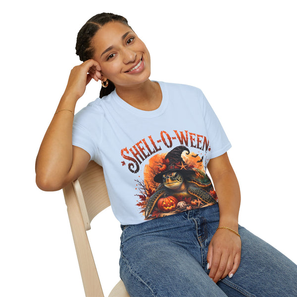 Shell-O-Ween T-Shirt — Spooky Pumpkin Witch Halloween Tee