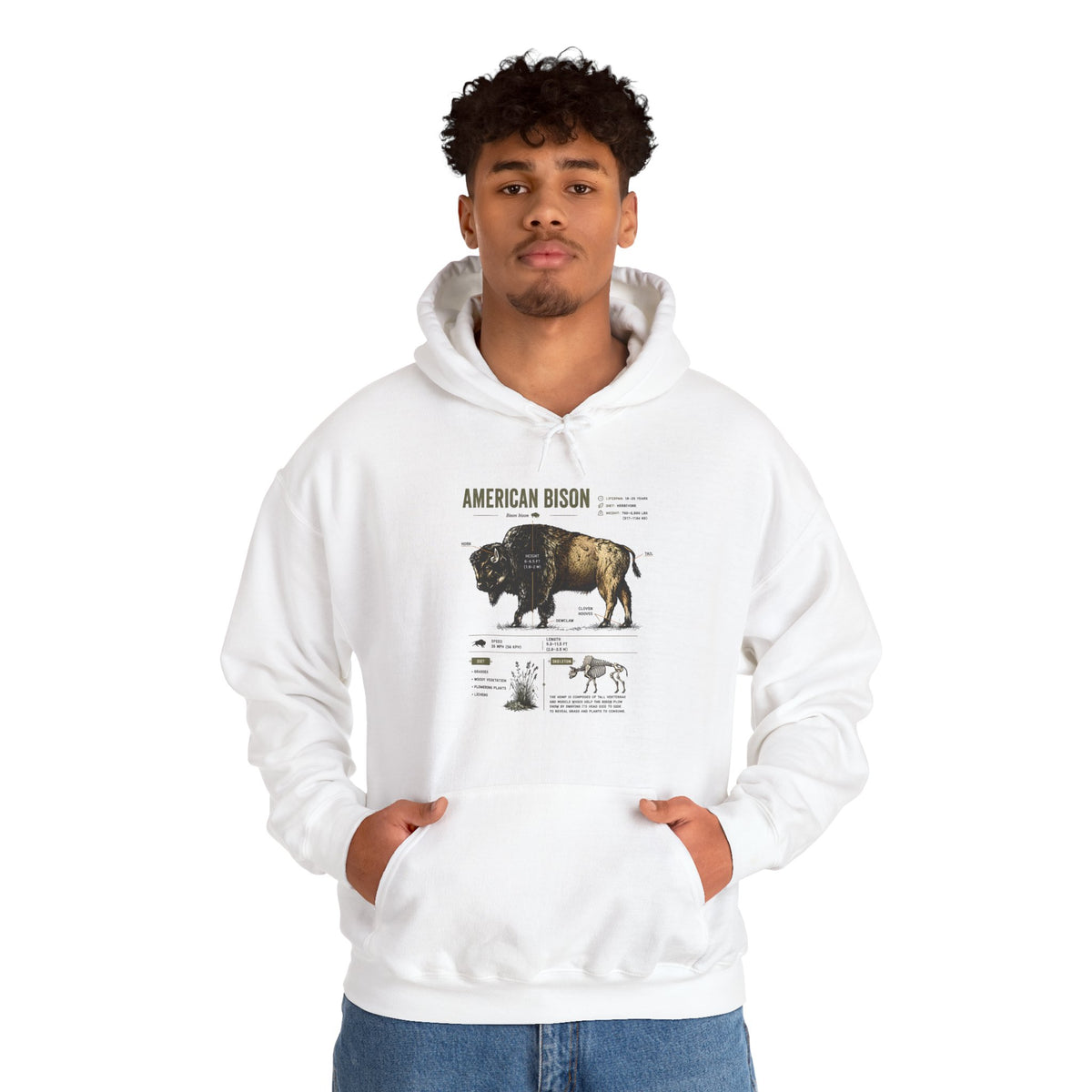 Bison Anatomy Hoodie — American Bison Illustration & Facts Sweatshirt