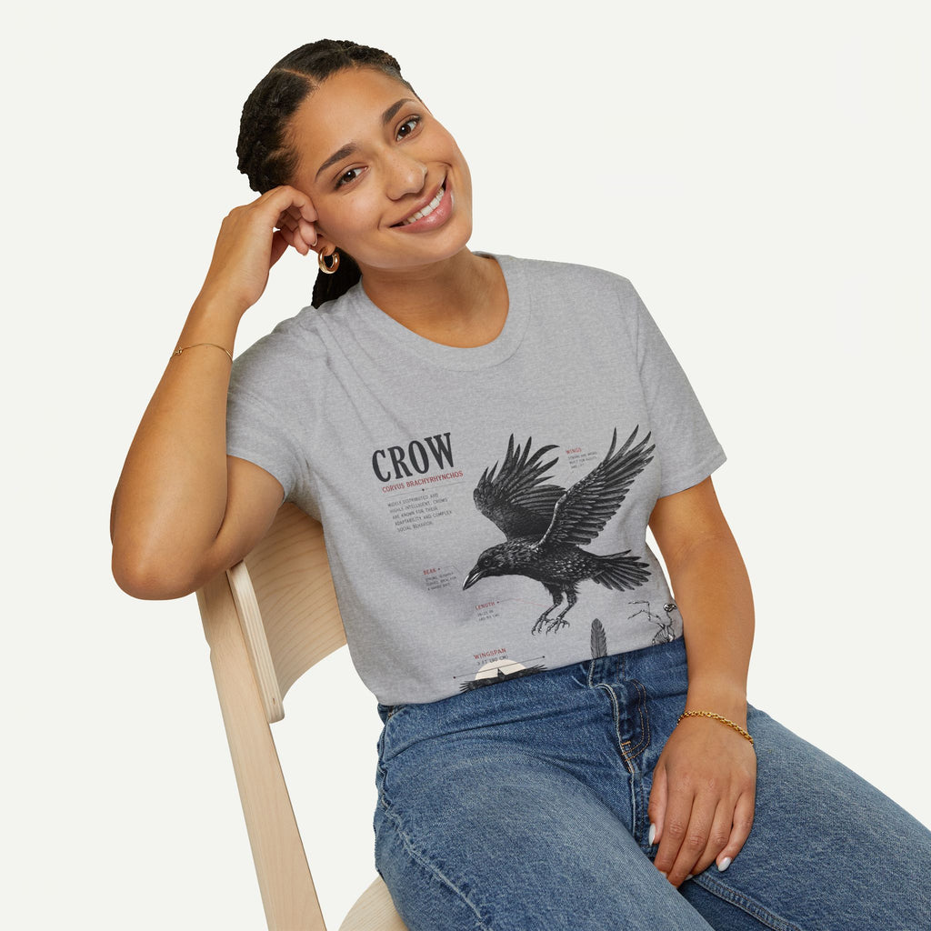 Crow Anatomy Graphic T-Shirt — Vintage Raven Illustration Tee