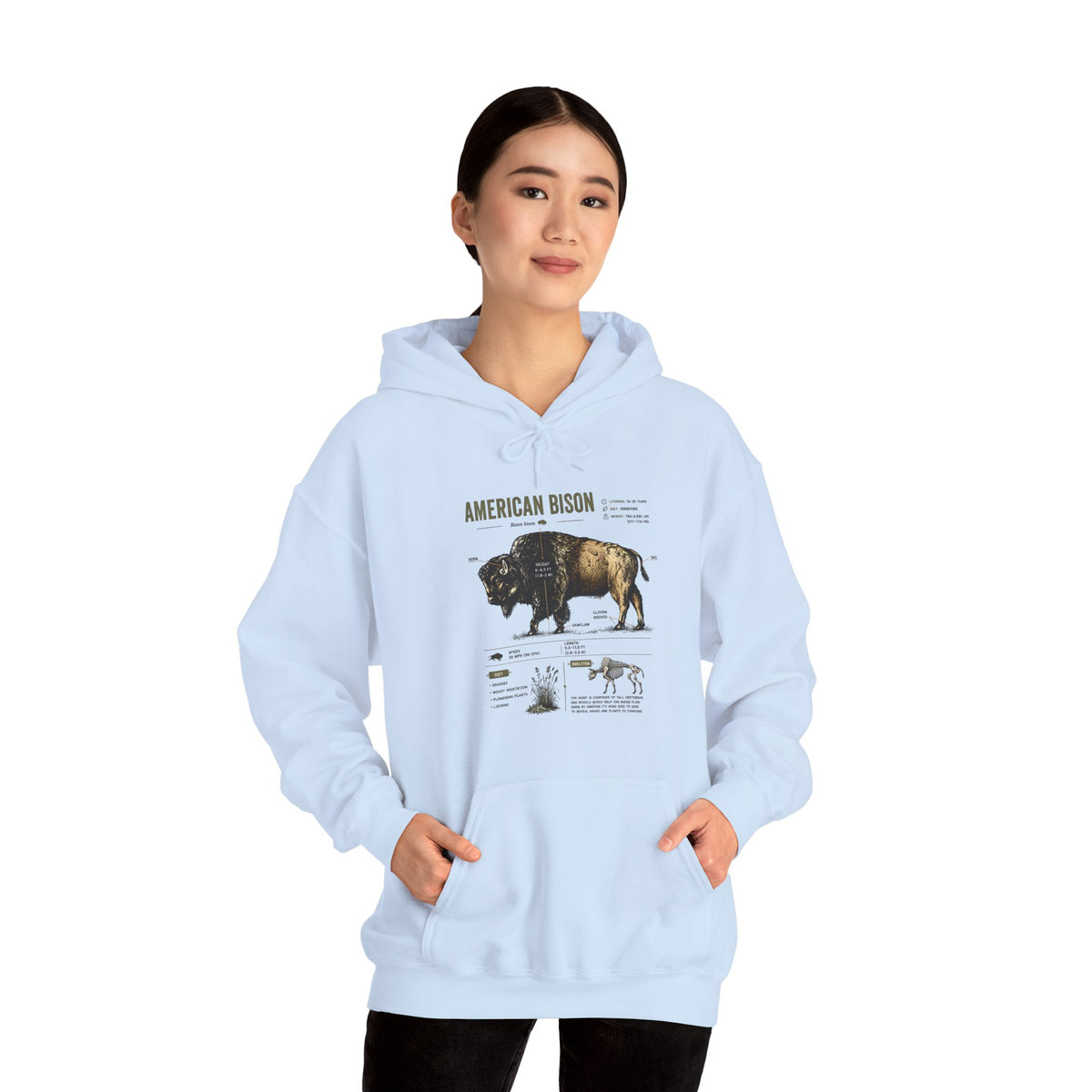 Bison Anatomy Hoodie — American Bison Illustration & Facts Sweatshirt