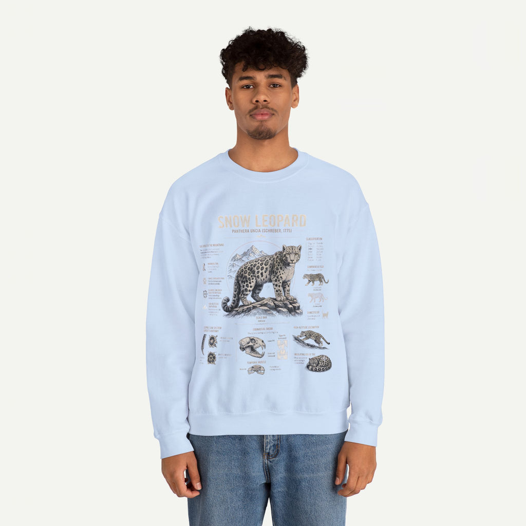 Snow Leopard Anatomy Sweatshirt — Vintage Wildlife Diagram Crewneck