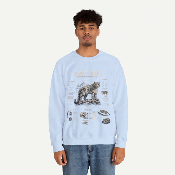 Snow Leopard Anatomy Sweatshirt — Vintage Wildlife Diagram Crewneck