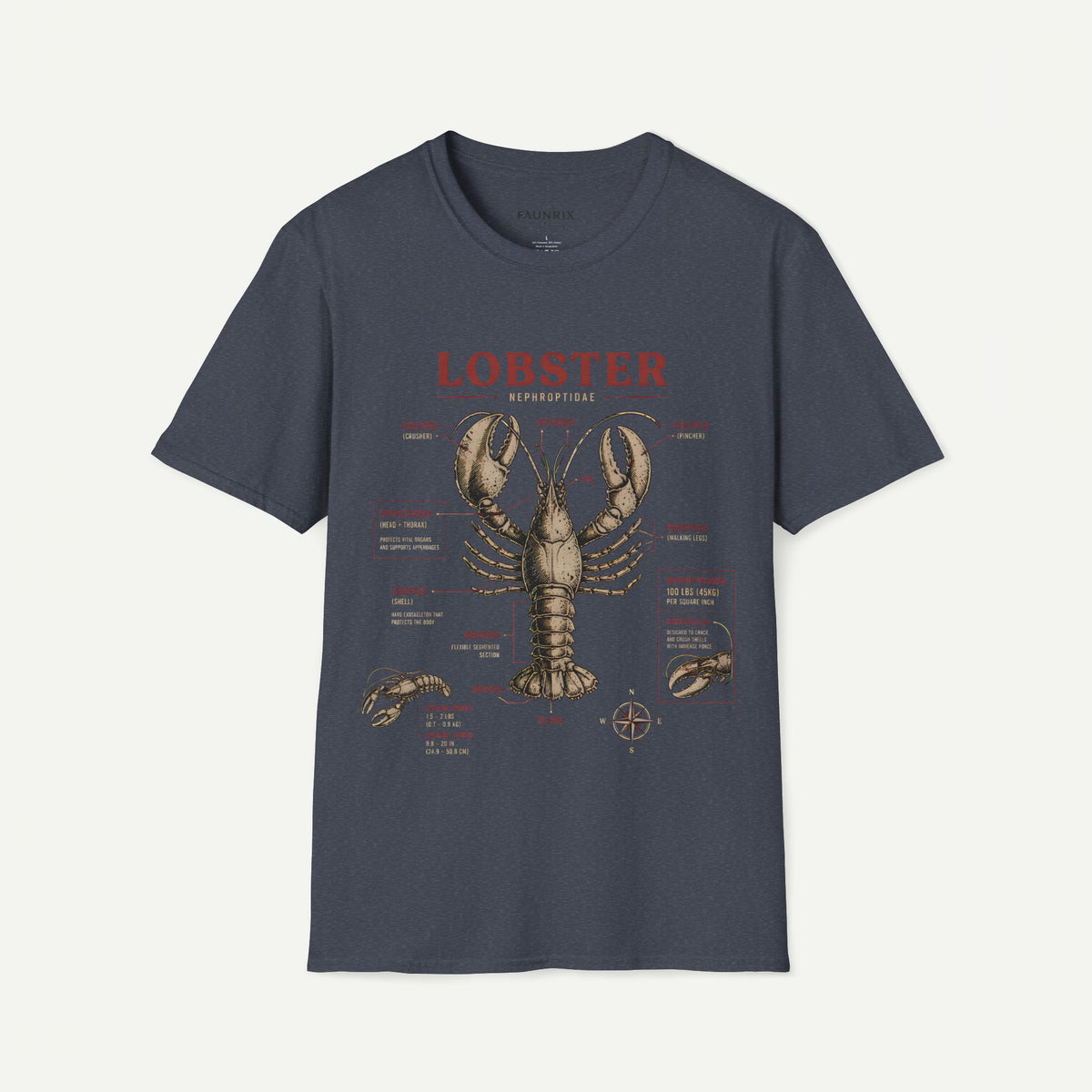 Lobster Anatomy T-Shirt — Vintage Nautical Seafood Diagram Tee