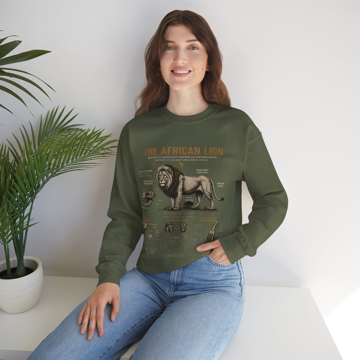African Lion Anatomy Crewneck Sweatshirt