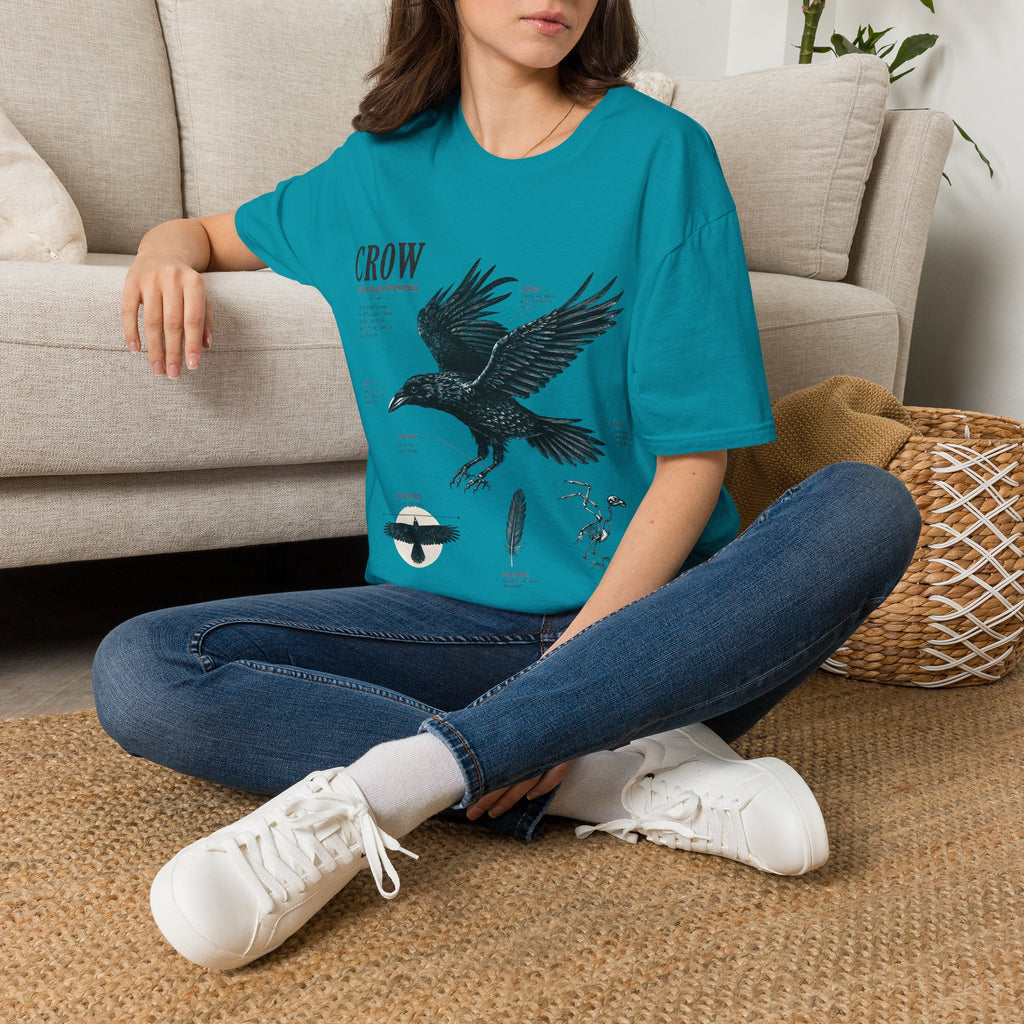 Crow Anatomy Graphic T-Shirt — Vintage Raven Illustration Tee